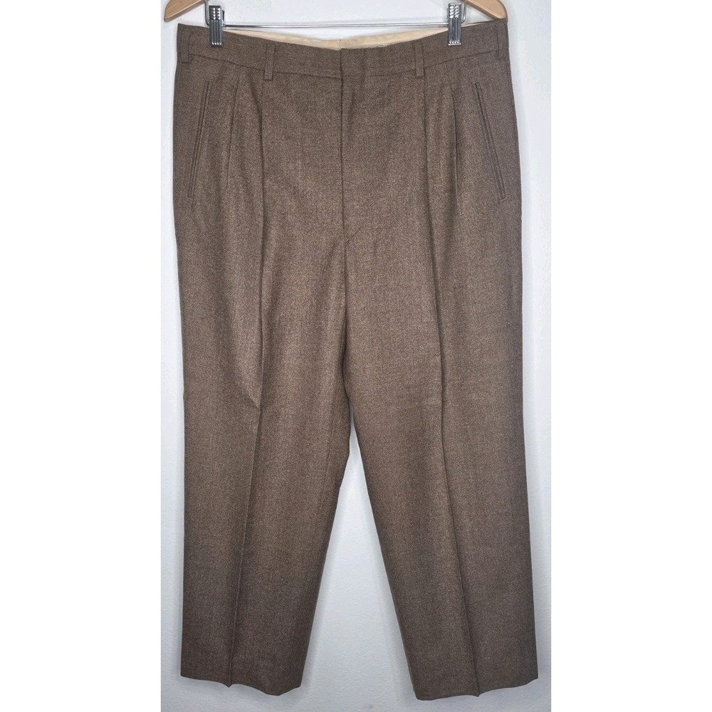 Vintage Paolo Gucci Dress Pant Slacks Tan Men 34x25.5 Wool Trouser Designer Core